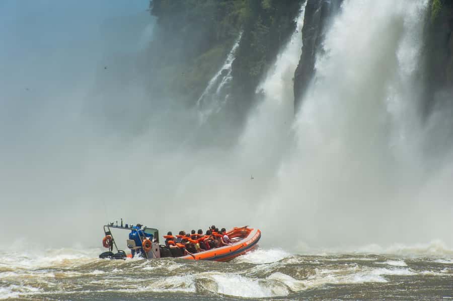 Brazilian Iguassu Falls,Bird park Boat Safari all tickets - Macuco Safari boat cruise: getting close without losing your balance