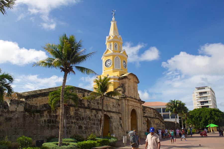 Cartagena: CITY TOUR OVERVIEW of the city Boots castle chiva - First Stop: Bocagrande, Laguito, Castillo Grande, and the Bay Views