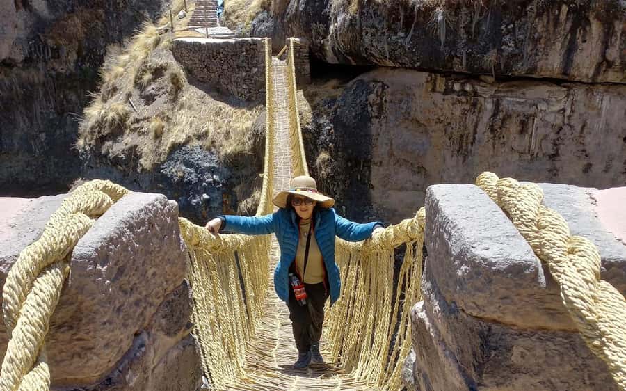 Four Lagoons and Q<code>eswachaka bridge tour full day – Tupac Amaru II Town Stop and the Small Volcano’ /></p>
<p><p>After the four lagoons, the tour shifts from nature to people and history. You go to the town of <strong>Tupac Amaru II</strong> and visit <strong>his house</strong>, focusing on the story of his rebellion and how he was punished after resisting Spanish harassment in Cusco. It’s a short cultural stop, but it anchors the day beyond scenery.</p>
</p>
<p><p>Then you add a visit to a <strong>small volcano</strong>. This is less about ticking off a landmark and more about changing your viewpoint again—another round of open-air air and dramatic setting before you reach the bridge.</p>
</p>
<h2 id="qeswachaka-bridge-ichu-rope-construction-and-the-crossing-moment">Q’eswachaka Bridge: Ichu Rope Construction and the Crossing Moment</h2>
<p><img width="900" height="562" decoding="async" src=