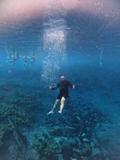 From Flores: Blue Crater All Inclusive - Getting to Arroyo Pucte: van time, a quick stretch, and supplies