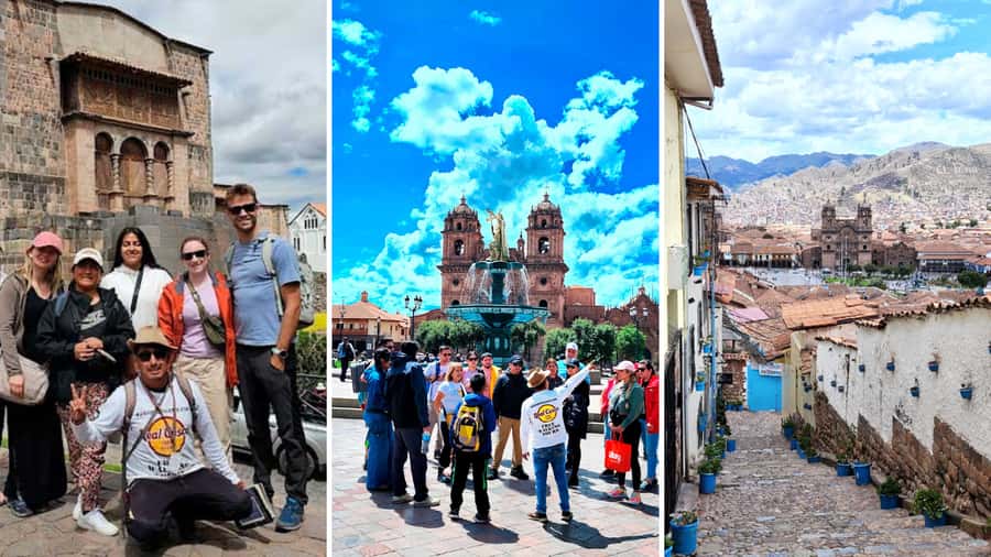 Historic/music Cusco FreeWalkingTour "free drink" Group Tour - The Company of Jesus, a balcony view, and the 12 & 13 angled stones